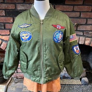 Youth Military Patch Flight Jacket size m 10-12